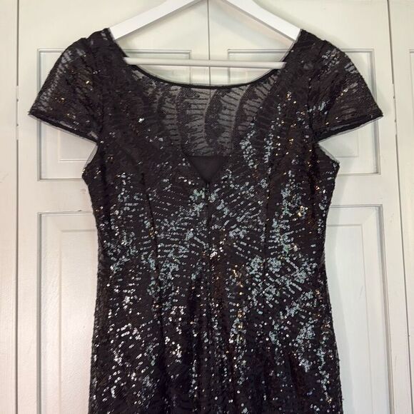 Calvin Klein black sequin cap sleeve maxi dress size 6 - Picture 8 of 14